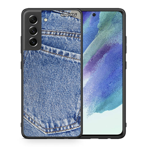 Θήκη Samsung S21 FE Jeans Pocket από τη Smartfits με σχέδιο στο πίσω μέρος και μαύρο περίβλημα | Samsung S21 FE Jeans Pocket case with colorful back and black bezels