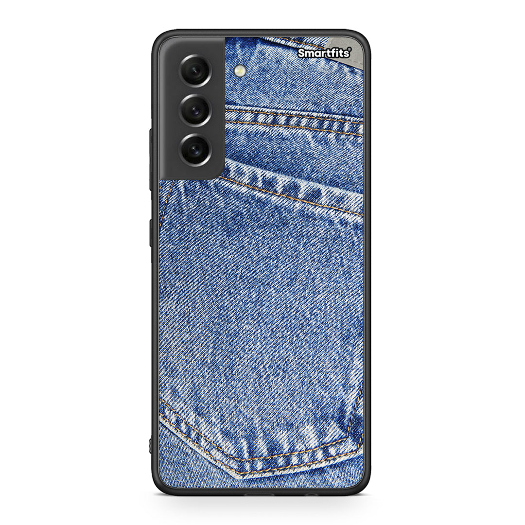 Samsung S21 FE Jeans Pocket θήκη από τη Smartfits με σχέδιο στο πίσω μέρος και μαύρο περίβλημα | Smartphone case with colorful back and black bezels by Smartfits