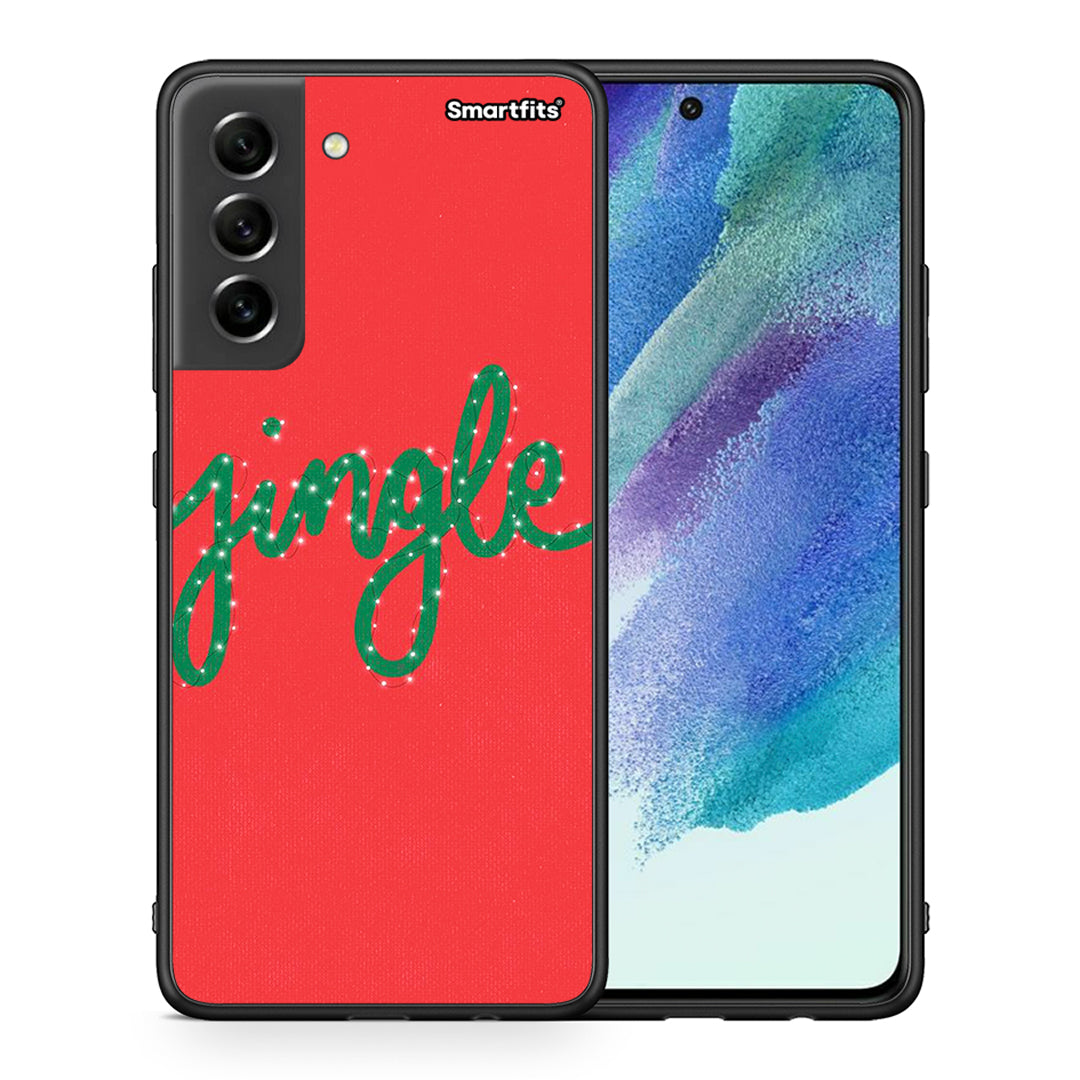 Θήκη Samsung S21 FE Jingle Xmas από τη Smartfits με σχέδιο στο πίσω μέρος και μαύρο περίβλημα | Samsung S21 FE Jingle Xmas case with colorful back and black bezels