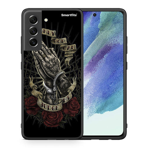 Θήκη Samsung S21 FE Judge By God από τη Smartfits με σχέδιο στο πίσω μέρος και μαύρο περίβλημα | Samsung S21 FE Judge By God case with colorful back and black bezels