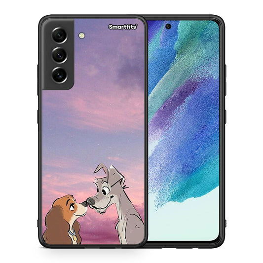 Θήκη Samsung S21 FE Lady And Tramp από τη Smartfits με σχέδιο στο πίσω μέρος και μαύρο περίβλημα | Samsung S21 FE Lady And Tramp case with colorful back and black bezels