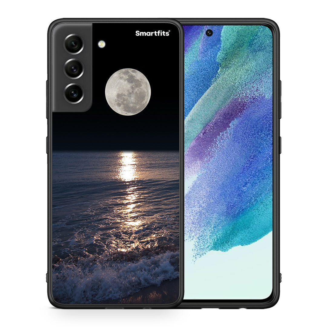 Θήκη Samsung S21 FE Moon Landscape από τη Smartfits με σχέδιο στο πίσω μέρος και μαύρο περίβλημα | Samsung S21 FE Moon Landscape case with colorful back and black bezels