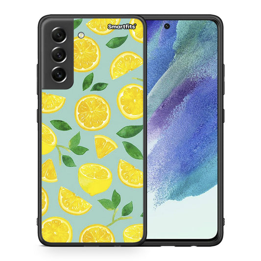 Θήκη Samsung S21 FE Lemons από τη Smartfits με σχέδιο στο πίσω μέρος και μαύρο περίβλημα | Samsung S21 FE Lemons case with colorful back and black bezels