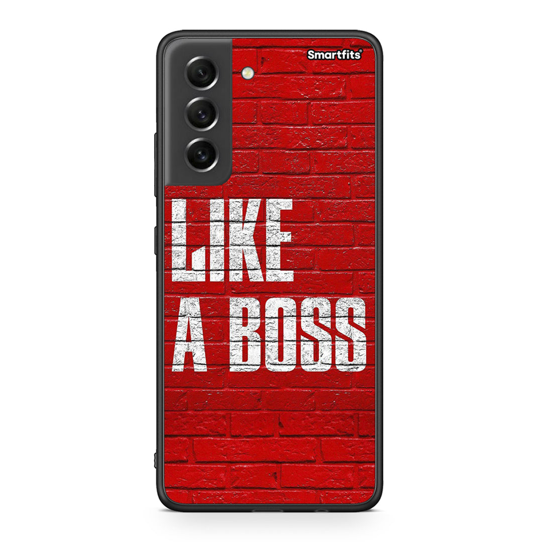 Samsung S21 FE Like A Boss θήκη από τη Smartfits με σχέδιο στο πίσω μέρος και μαύρο περίβλημα | Smartphone case with colorful back and black bezels by Smartfits