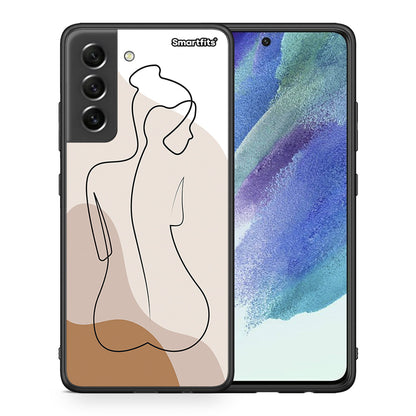 Θήκη Samsung S21 FE LineArt Woman από τη Smartfits με σχέδιο στο πίσω μέρος και μαύρο περίβλημα | Samsung S21 FE LineArt Woman case with colorful back and black bezels