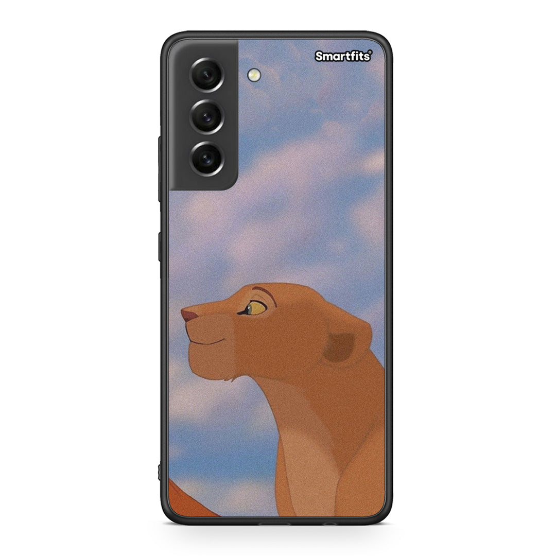 Samsung S21 FE Lion Love 2 Θήκη Αγίου Βαλεντίνου από τη Smartfits με σχέδιο στο πίσω μέρος και μαύρο περίβλημα | Smartphone case with colorful back and black bezels by Smartfits
