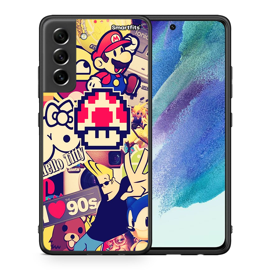 Θήκη Samsung S21 FE Love The 90s από τη Smartfits με σχέδιο στο πίσω μέρος και μαύρο περίβλημα | Samsung S21 FE Love The 90s case with colorful back and black bezels