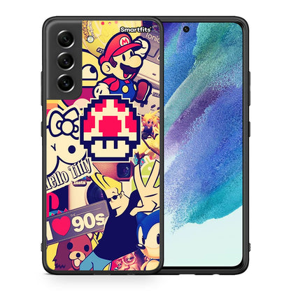 Θήκη Samsung S21 FE Love The 90s από τη Smartfits με σχέδιο στο πίσω μέρος και μαύρο περίβλημα | Samsung S21 FE Love The 90s case with colorful back and black bezels