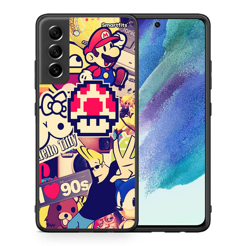 Θήκη Samsung S21 FE Love The 90s από τη Smartfits με σχέδιο στο πίσω μέρος και μαύρο περίβλημα | Samsung S21 FE Love The 90s case with colorful back and black bezels
