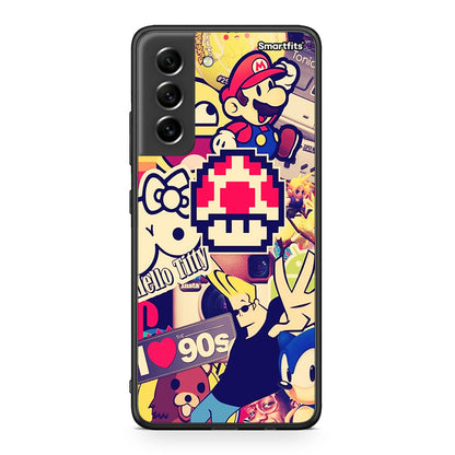 Samsung S21 FE Love The 90s θήκη από τη Smartfits με σχέδιο στο πίσω μέρος και μαύρο περίβλημα | Smartphone case with colorful back and black bezels by Smartfits