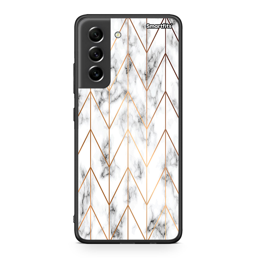 44 - Samsung S21 FE Gold Geometric Marble case, cover, bumper