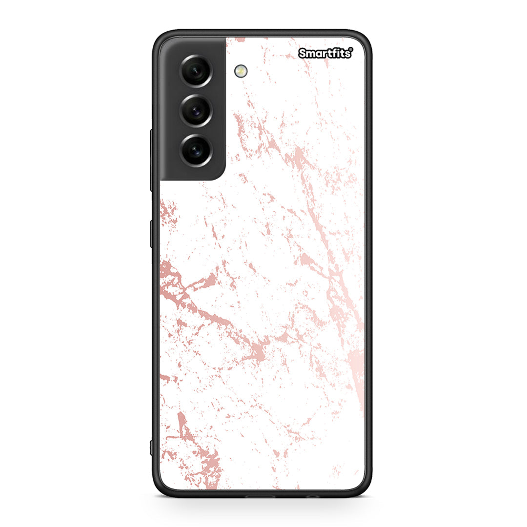 116 - Samsung S21 FE Pink Splash Marble case, cover, bumper
