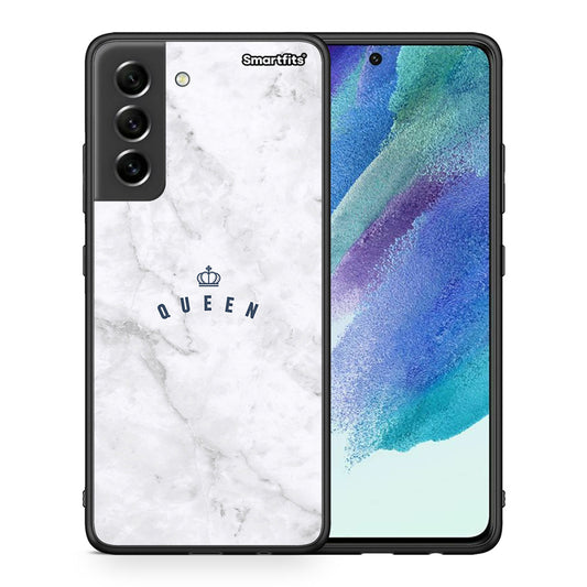 Θήκη Samsung S21 FE Queen Marble από τη Smartfits με σχέδιο στο πίσω μέρος και μαύρο περίβλημα | Samsung S21 FE Queen Marble case with colorful back and black bezels