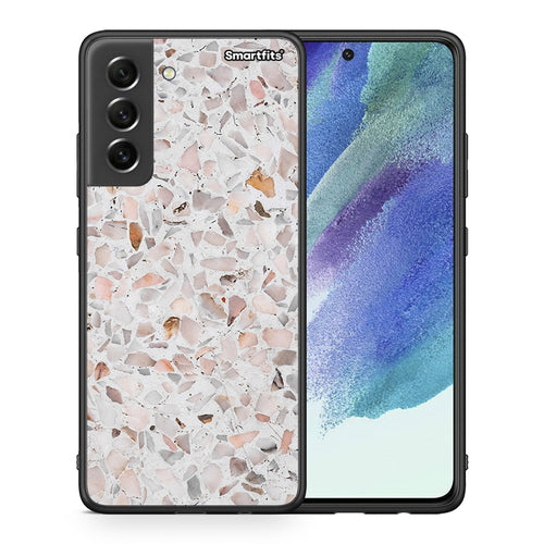 Θήκη Samsung S21 FE Marble Terrazzo από τη Smartfits με σχέδιο στο πίσω μέρος και μαύρο περίβλημα | Samsung S21 FE Marble Terrazzo case with colorful back and black bezels