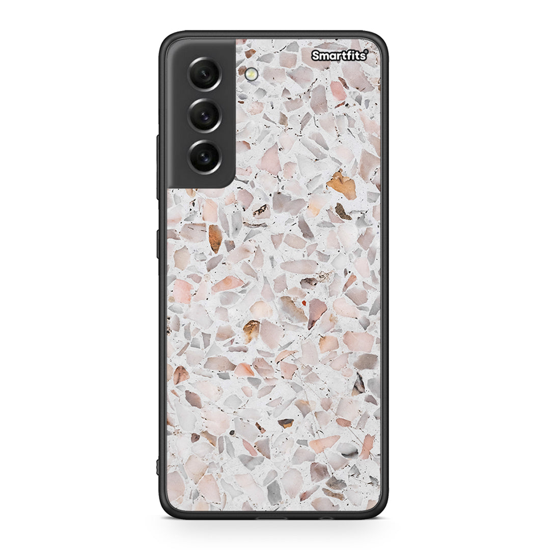 Samsung S21 FE Marble Terrazzo θήκη από τη Smartfits με σχέδιο στο πίσω μέρος και μαύρο περίβλημα | Smartphone case with colorful back and black bezels by Smartfits
