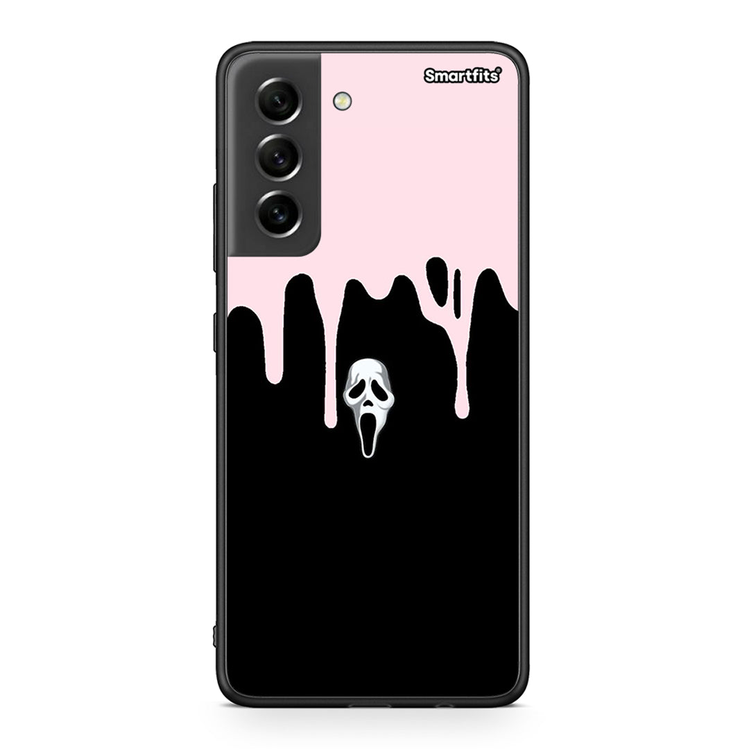 Samsung S21 FE Melting Halloween Mask Θήκη από τη Smartfits με σχέδιο στο πίσω μέρος και μαύρο περίβλημα | Smartphone case with colorful back and black bezels by Smartfits
