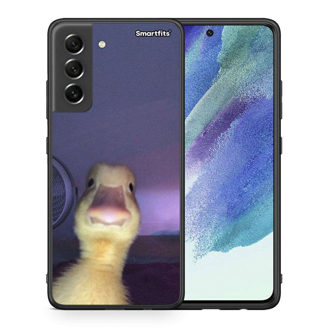 Θήκη Samsung S21 FE Meme Duck από τη Smartfits με σχέδιο στο πίσω μέρος και μαύρο περίβλημα | Samsung S21 FE Meme Duck case with colorful back and black bezels