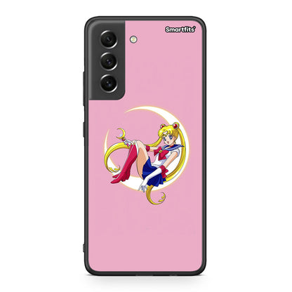 Samsung S21 FE Moon Girl θήκη από τη Smartfits με σχέδιο στο πίσω μέρος και μαύρο περίβλημα | Smartphone case with colorful back and black bezels by Smartfits