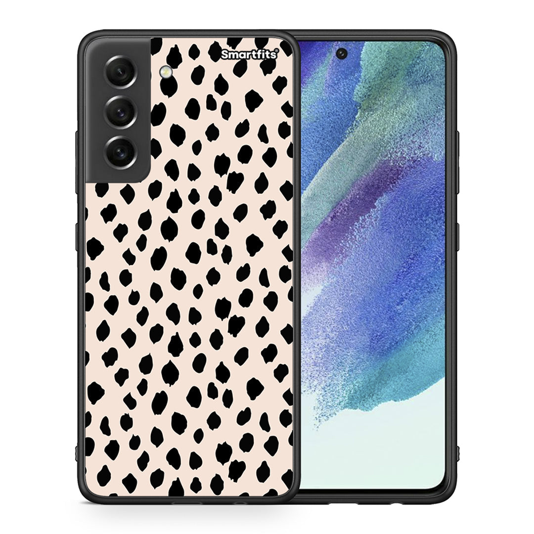 Θήκη Samsung S21 FE New Polka Dots από τη Smartfits με σχέδιο στο πίσω μέρος και μαύρο περίβλημα | Samsung S21 FE New Polka Dots case with colorful back and black bezels