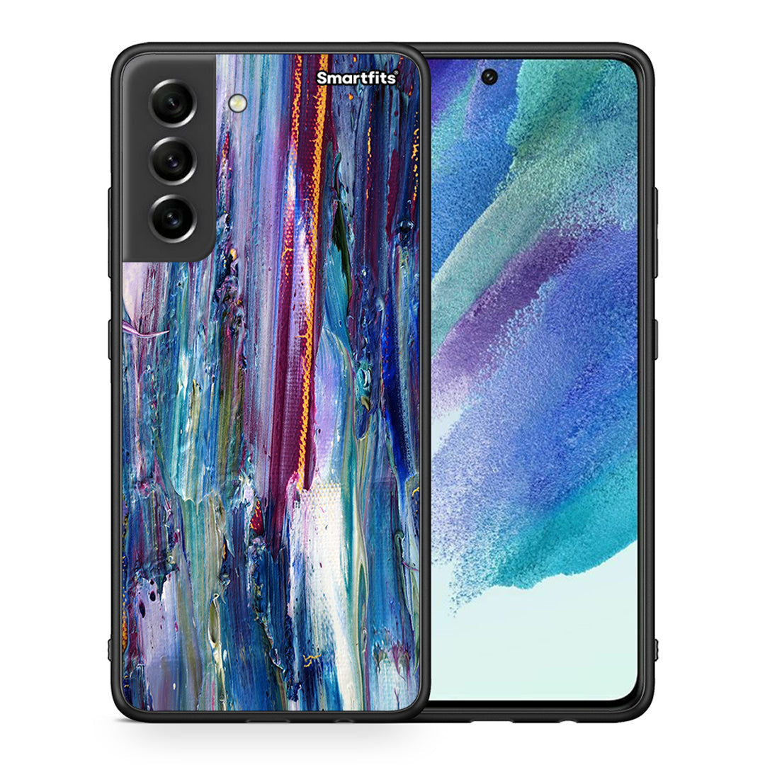 Θήκη Samsung S21 FE Winter Paint από τη Smartfits με σχέδιο στο πίσω μέρος και μαύρο περίβλημα | Samsung S21 FE Winter Paint case with colorful back and black bezels