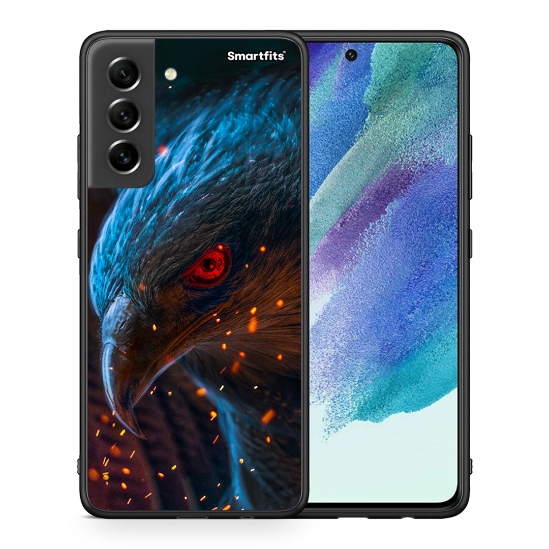 Θήκη Samsung S21 FE Eagle PopArt από τη Smartfits με σχέδιο στο πίσω μέρος και μαύρο περίβλημα | Samsung S21 FE Eagle PopArt case with colorful back and black bezels