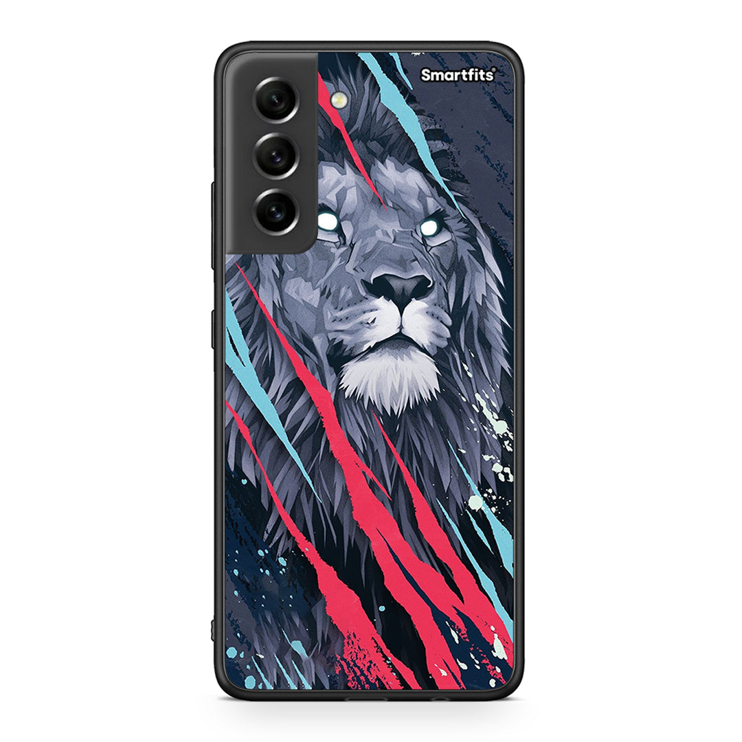 4 - Samsung S21 FE Lion Designer PopArt case, cover, bumper