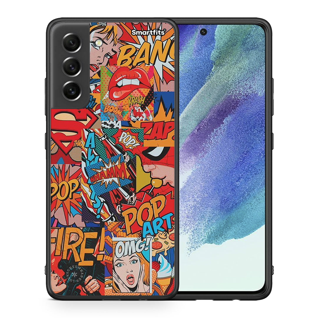 Θήκη Samsung S21 FE PopArt OMG από τη Smartfits με σχέδιο στο πίσω μέρος και μαύρο περίβλημα | Samsung S21 FE PopArt OMG case with colorful back and black bezels