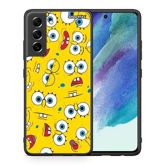 Θήκη Samsung S21 FE Sponge PopArt από τη Smartfits με σχέδιο στο πίσω μέρος και μαύρο περίβλημα | Samsung S21 FE Sponge PopArt case with colorful back and black bezels