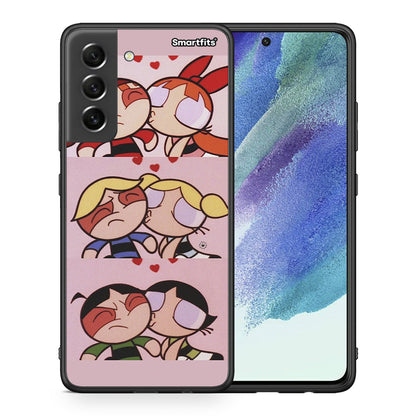 Θήκη Αγίου Βαλεντίνου Samsung S21 FE Puff Love από τη Smartfits με σχέδιο στο πίσω μέρος και μαύρο περίβλημα | Samsung S21 FE Puff Love case with colorful back and black bezels