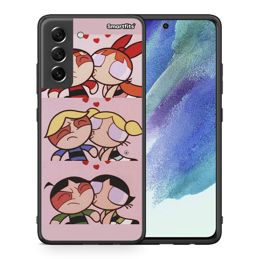 Θήκη Αγίου Βαλεντίνου Samsung S21 FE Puff Love από τη Smartfits με σχέδιο στο πίσω μέρος και μαύρο περίβλημα | Samsung S21 FE Puff Love case with colorful back and black bezels