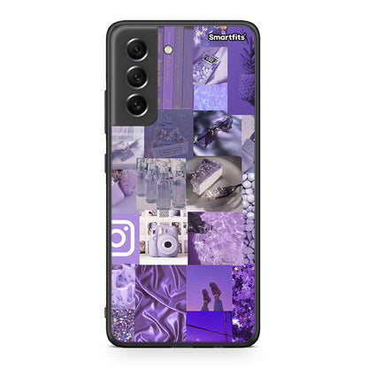 Samsung S21 FE Purple Aesthetic Collage θήκη από τη Smartfits με σχέδιο στο πίσω μέρος και μαύρο περίβλημα | Smartphone case with colorful back and black bezels by Smartfits