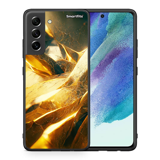 Θήκη Samsung S21 FE Real Gold από τη Smartfits με σχέδιο στο πίσω μέρος και μαύρο περίβλημα | Samsung S21 FE Real Gold case with colorful back and black bezels