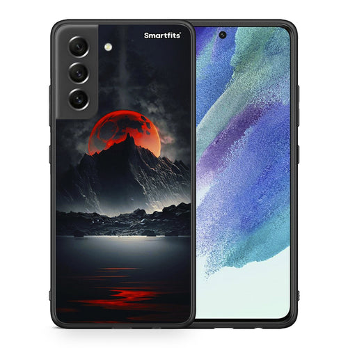Θήκη Samsung S21 FE Red Full Moon από τη Smartfits με σχέδιο στο πίσω μέρος και μαύρο περίβλημα | Samsung S21 FE Red Full Moon case with colorful back and black bezels