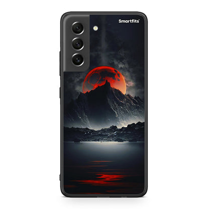 Samsung S21 FE Red Full Moon θήκη από τη Smartfits με σχέδιο στο πίσω μέρος και μαύρο περίβλημα | Smartphone case with colorful back and black bezels by Smartfits
