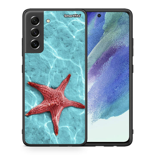 Θήκη Samsung S21 FE Red Starfish από τη Smartfits με σχέδιο στο πίσω μέρος και μαύρο περίβλημα | Samsung S21 FE Red Starfish case with colorful back and black bezels