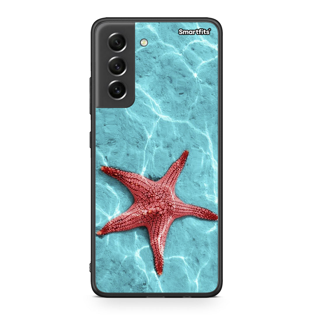 Samsung S21 FE Red Starfish Θήκη από τη Smartfits με σχέδιο στο πίσω μέρος και μαύρο περίβλημα | Smartphone case with colorful back and black bezels by Smartfits