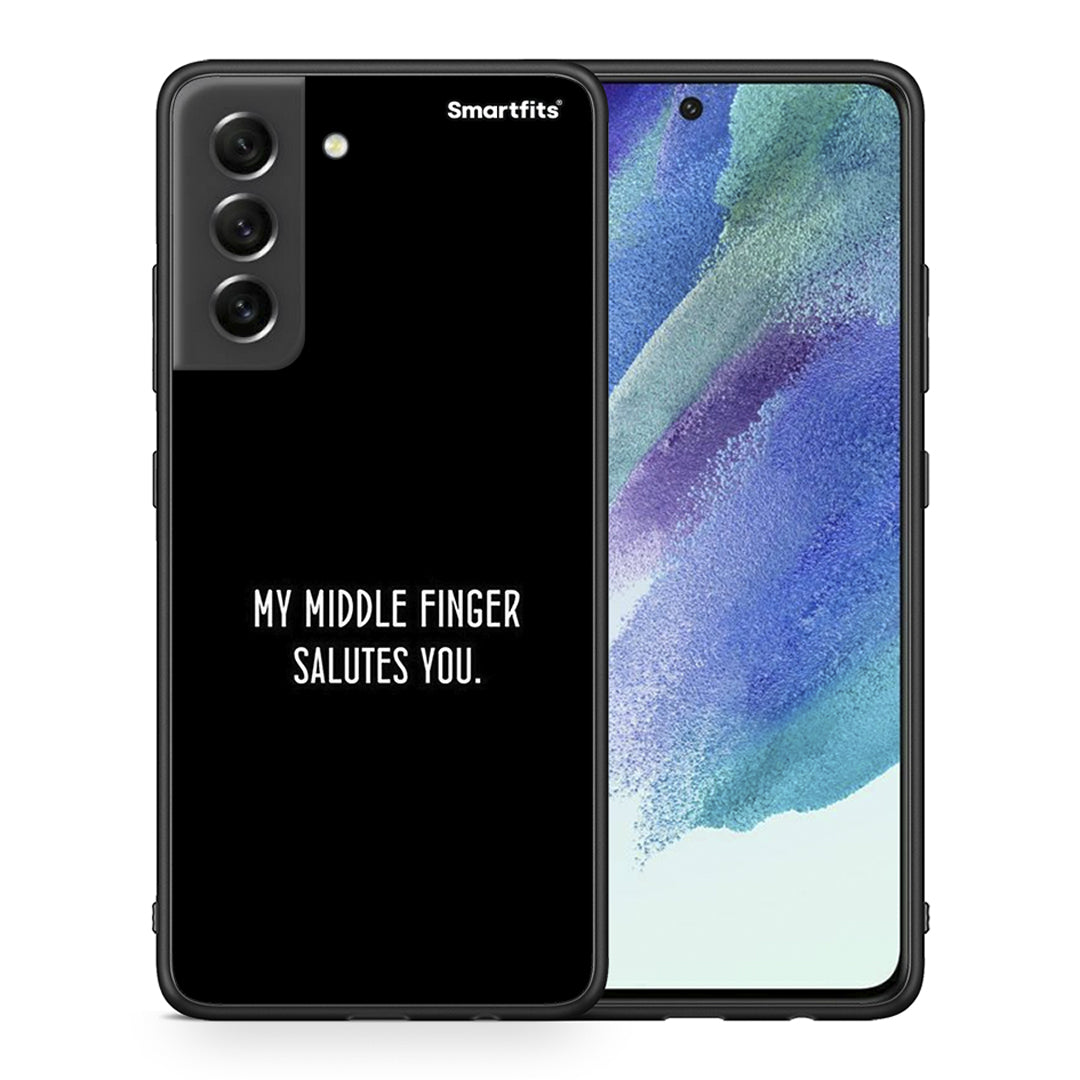 Θήκη Samsung S21 FE Salute από τη Smartfits με σχέδιο στο πίσω μέρος και μαύρο περίβλημα | Samsung S21 FE Salute case with colorful back and black bezels