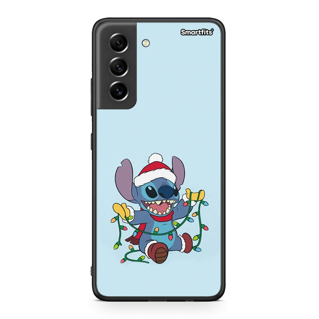Samsung S21 FE Santa Stich θήκη από τη Smartfits με σχέδιο στο πίσω μέρος και μαύρο περίβλημα | Smartphone case with colorful back and black bezels by Smartfits