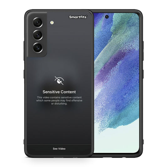 Θήκη Samsung S21 FE Sensitive Content από τη Smartfits με σχέδιο στο πίσω μέρος και μαύρο περίβλημα | Samsung S21 FE Sensitive Content case with colorful back and black bezels