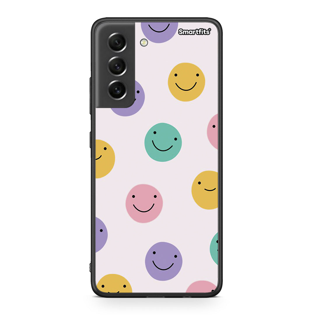 Samsung S21 FE Smiley Faces θήκη από τη Smartfits με σχέδιο στο πίσω μέρος και μαύρο περίβλημα | Smartphone case with colorful back and black bezels by Smartfits