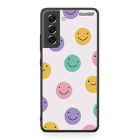 Thumbnail for Samsung S21 FE Smiley Faces θήκη από τη Smartfits με σχέδιο στο πίσω μέρος και μαύρο περίβλημα | Smartphone case with colorful back and black bezels by Smartfits