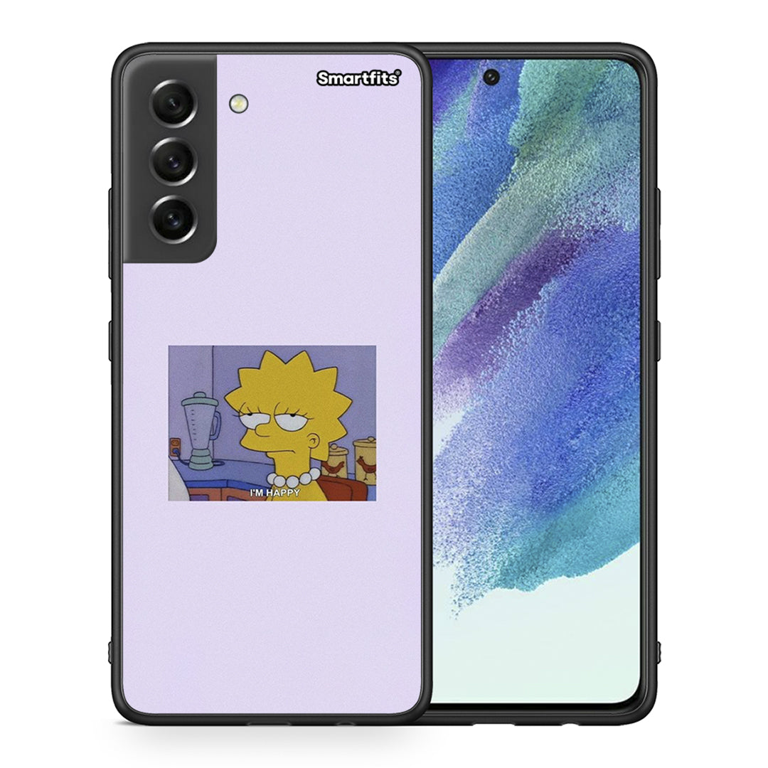 Θήκη Samsung S21 FE So Happy από τη Smartfits με σχέδιο στο πίσω μέρος και μαύρο περίβλημα | Samsung S21 FE So Happy case with colorful back and black bezels