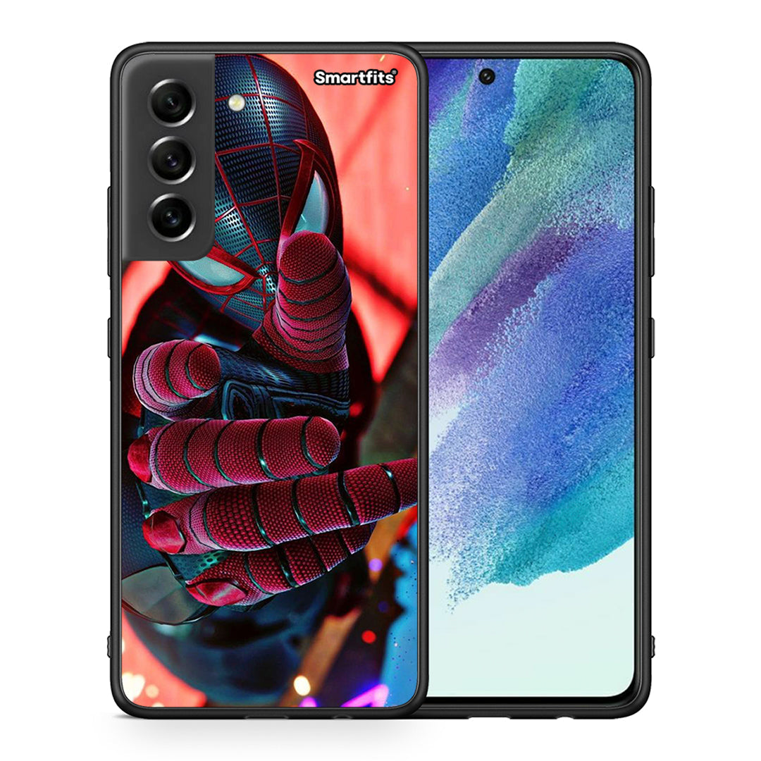 Θήκη Samsung S21 FE Spider Hand από τη Smartfits με σχέδιο στο πίσω μέρος και μαύρο περίβλημα | Samsung S21 FE Spider Hand case with colorful back and black bezels