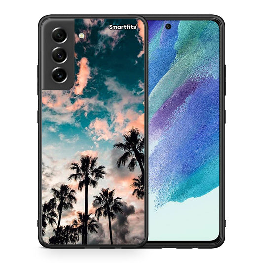 Θήκη Samsung S21 FE Sky Summer από τη Smartfits με σχέδιο στο πίσω μέρος και μαύρο περίβλημα | Samsung S21 FE Sky Summer case with colorful back and black bezels