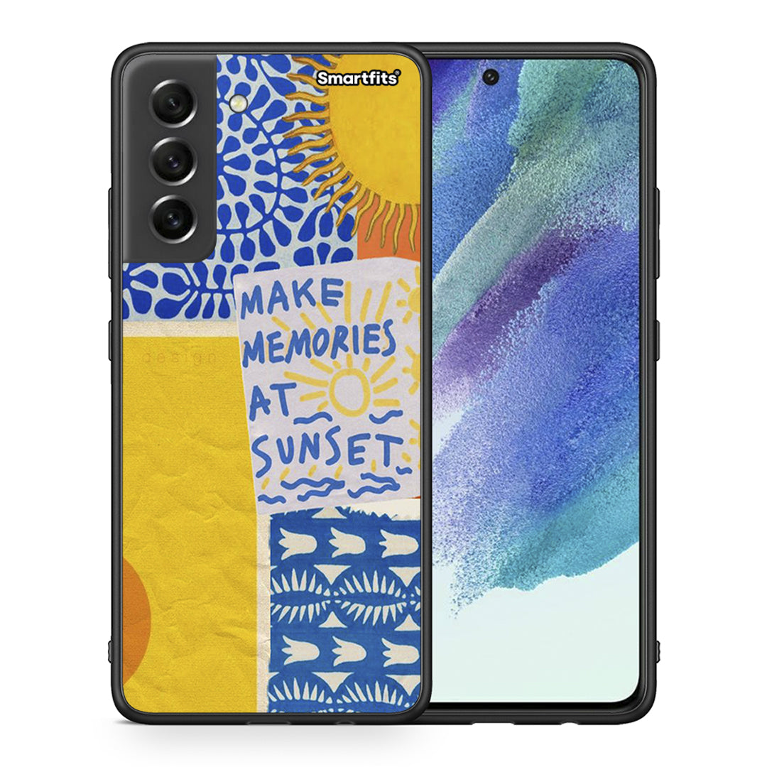 Θήκη Samsung S21 FE Sunset Memories από τη Smartfits με σχέδιο στο πίσω μέρος και μαύρο περίβλημα | Samsung S21 FE Sunset Memories case with colorful back and black bezels