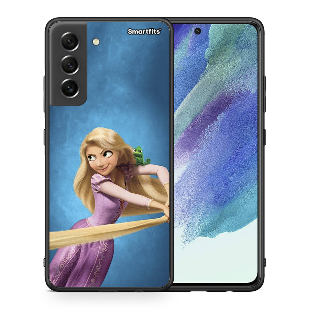 Θήκη Αγίου Βαλεντίνου Samsung S21 FE Tangled 2 από τη Smartfits με σχέδιο στο πίσω μέρος και μαύρο περίβλημα | Samsung S21 FE Tangled 2 case with colorful back and black bezels