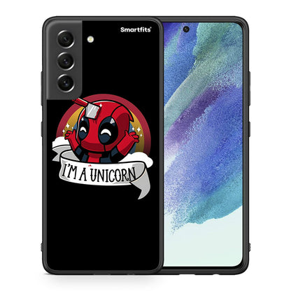 Θήκη Samsung S21 FE Unicorn Deadpool από τη Smartfits με σχέδιο στο πίσω μέρος και μαύρο περίβλημα | Samsung S21 FE Unicorn Deadpool case with colorful back and black bezels