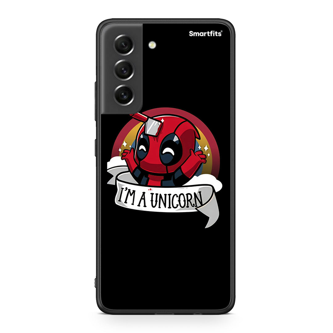 Samsung S21 FE Unicorn Deadpool θήκη από τη Smartfits με σχέδιο στο πίσω μέρος και μαύρο περίβλημα | Smartphone case with colorful back and black bezels by Smartfits