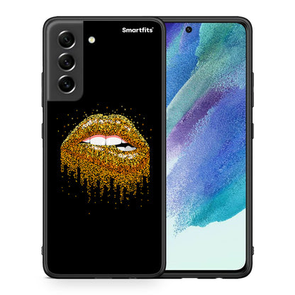 Θήκη Samsung S21 FE Golden Valentine από τη Smartfits με σχέδιο στο πίσω μέρος και μαύρο περίβλημα | Samsung S21 FE Golden Valentine case with colorful back and black bezels
