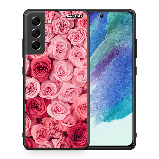 Θήκη Samsung S21 FE RoseGarden Valentine από τη Smartfits με σχέδιο στο πίσω μέρος και μαύρο περίβλημα | Samsung S21 FE RoseGarden Valentine case with colorful back and black bezels